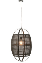 Hanglamp Ion linnen/bamboe zwart groot