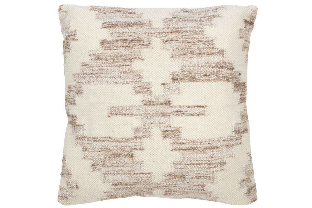 J-Line Kussen Ethnic Cross Wol/Katoen Crème/Beige