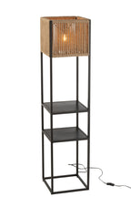 Vierkante lamp ijzer/jute naturel/zwart