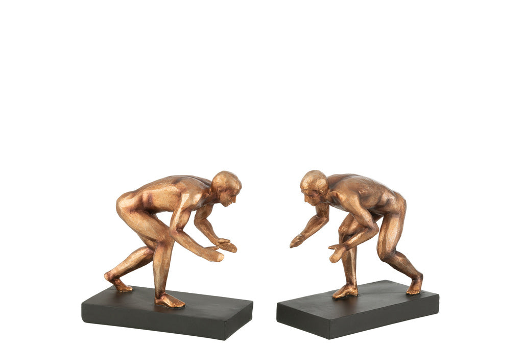 J-LINE BOEKSTEUN SPORTSMAN POLY BRONS – SET VAN 2
