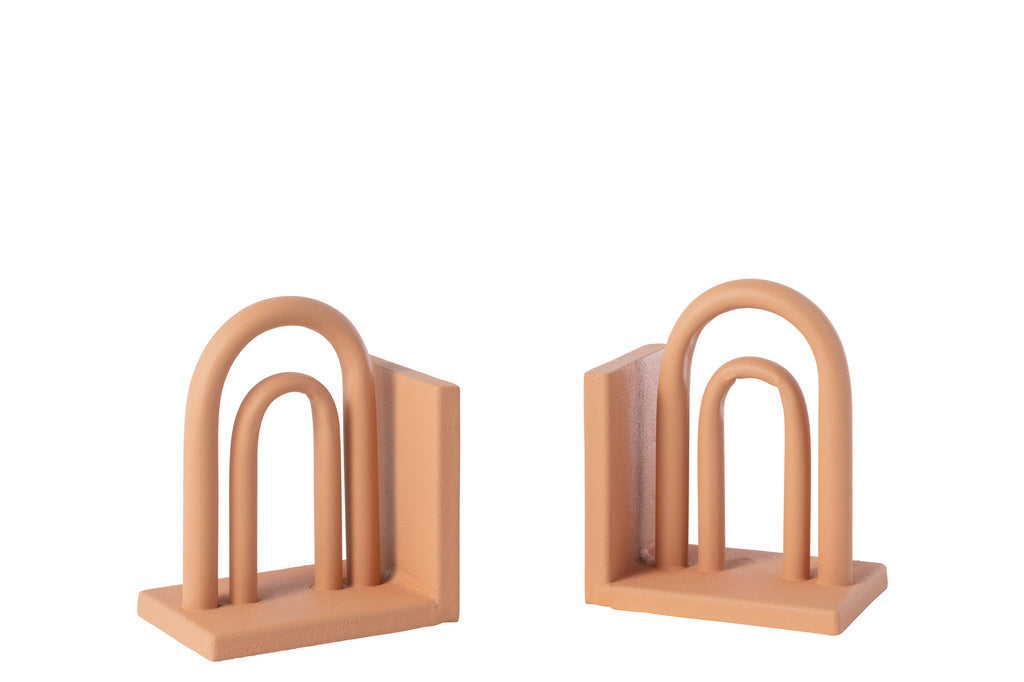 J-LINE BOEKSTEUN KOLI IJZER BRUIN/NATURAL – SET VAN 2
