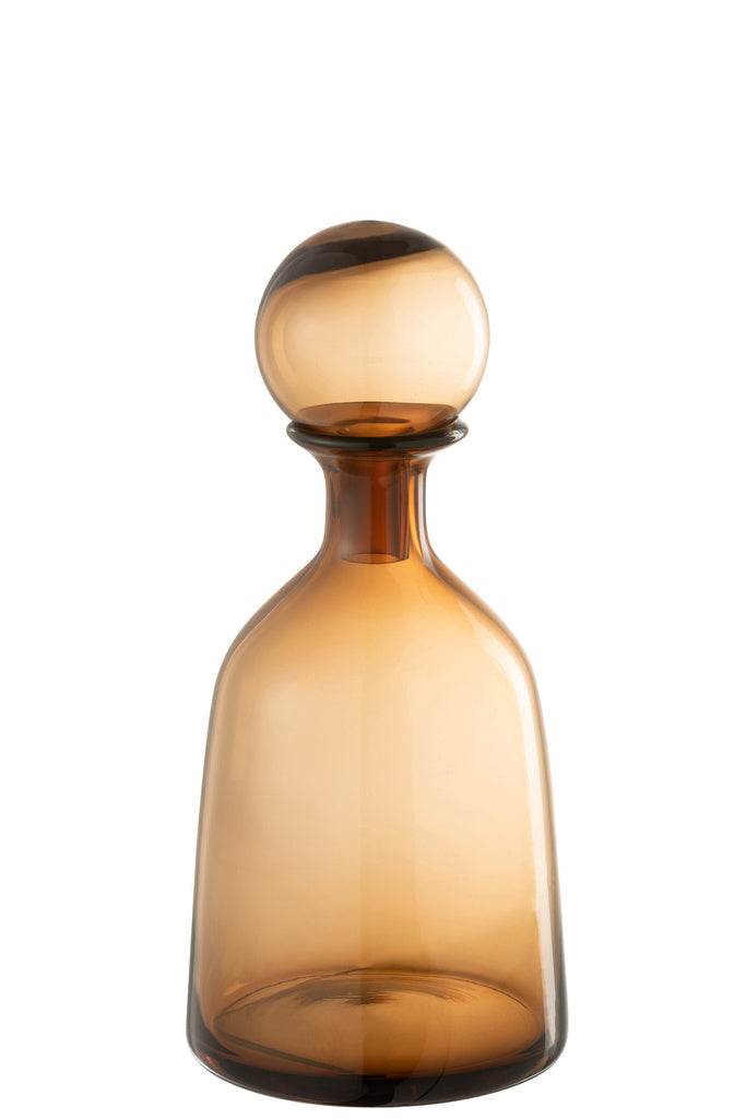 J-LINE DECORATIEVE FLES MET STOP LAAG GLAS BRUIN SMALL
