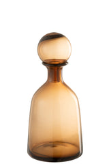 J-LINE DECORATIEVE FLES MET STOP LAAG GLAS BRUIN SMALL