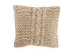 Kussen Gebreid+Vlecht Katoen Gewassen Beige
