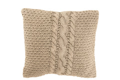 Kussen Gebreid+Vlecht Katoen Gewassen Beige