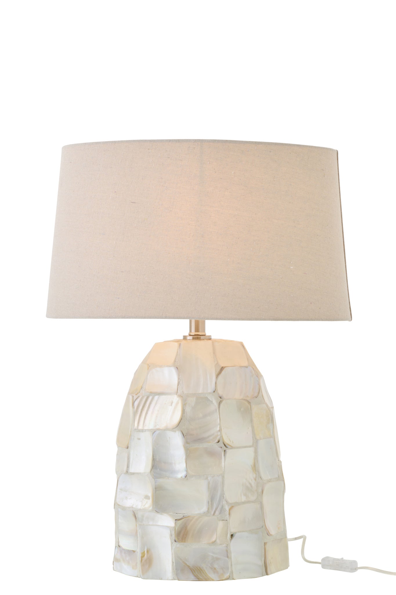 Tafellamp met pareleffect schelp offwhite/lichtbeige