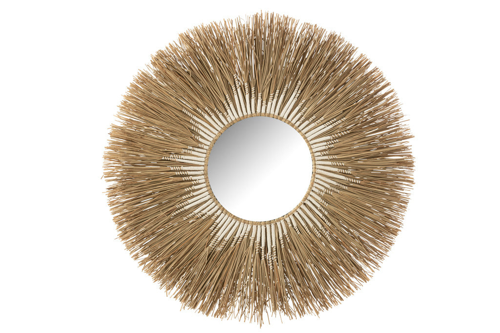 J-LINE SPIEGEL MELISSA STRO NATUREL/WIT LARGE