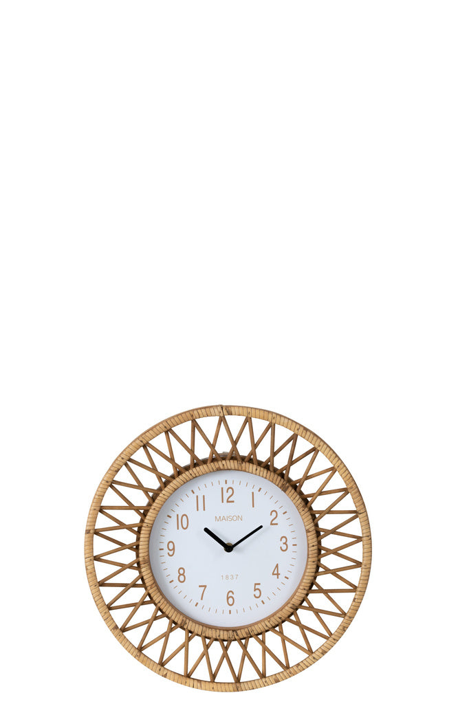 J-LINE WANDKLOK WONDER – ROTAN/PLYNATUUR/WIT KLEIN