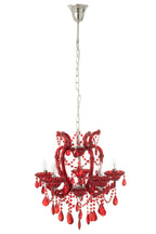 Antieke kroonluchter van rood glas