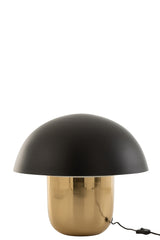 Paddenstoellamp ijzer zwart/goud groot
