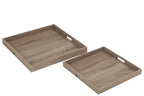 J-LINE SET VAN 2 DIENBLADEN VIERKANT HOUT NATUURLIJK