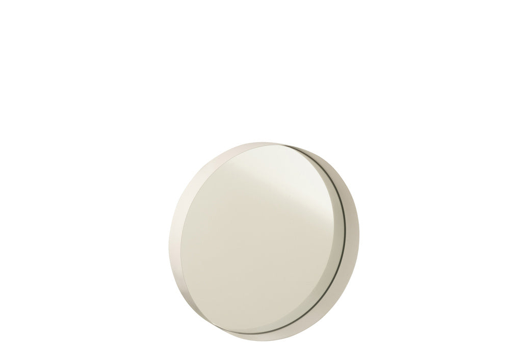 J-LINE RONDE SPIEGEL BORDER METAAL WIT SMALL