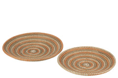 J-LINE SET 2 SERVICE PLATE CIRCLE SEAGRASS MIX