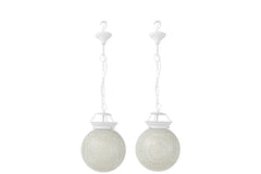 J-LINE HANGLAMP EKI MOZAÏEKGLAS WIT KLEIN (SET VAN 2