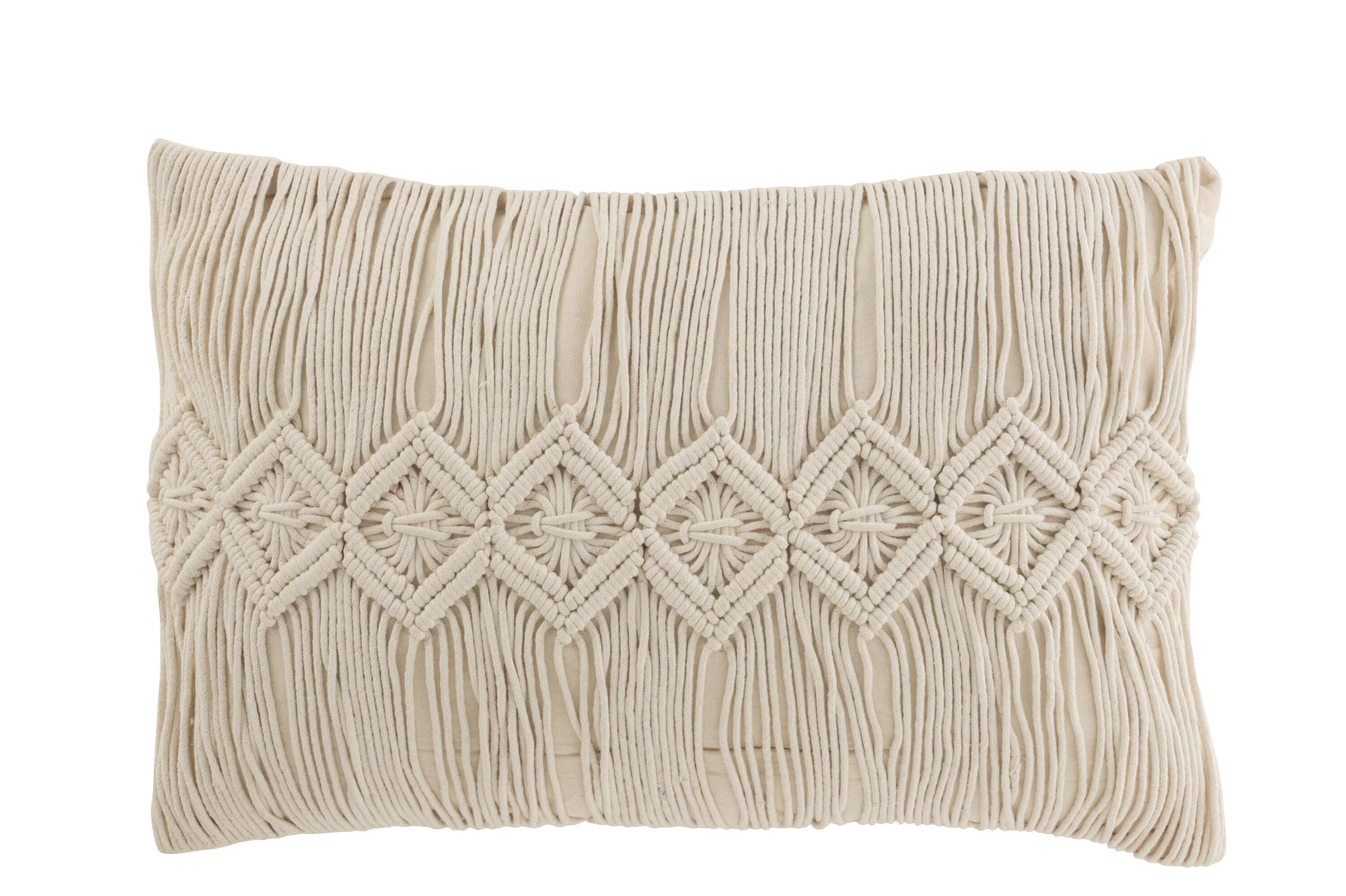 Kussen Linea Macramé Rechthoek Katoen Off White
