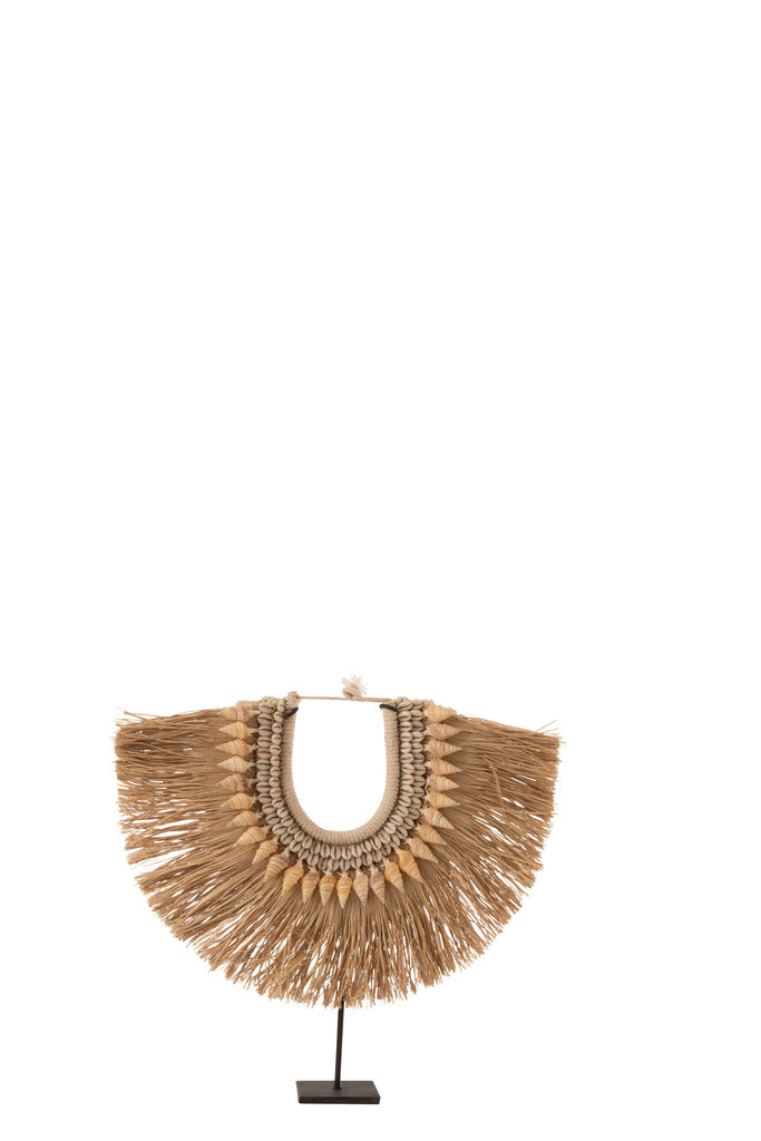 J-Line Necklace+Stand Dora Shells/Seagrass Beige Large – Natuurlijk Design voor Jouw Sieraden