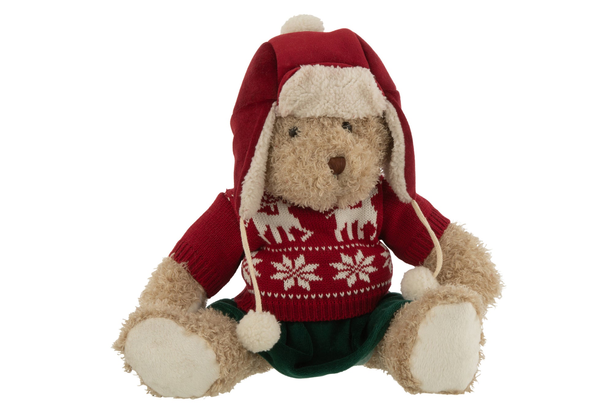 J-LINE BEERMEISJE KERSTTRUI + HOED TEXTIEL BEIGE/ROOD GROOTzei:  J-LINE BEERMEISJE KERSTTRUI + HOED TEXTIEL BEIGE/ROOD GROOT