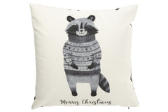 Kussen Wasbeer+Sweater Fluweel Wit/Zwart