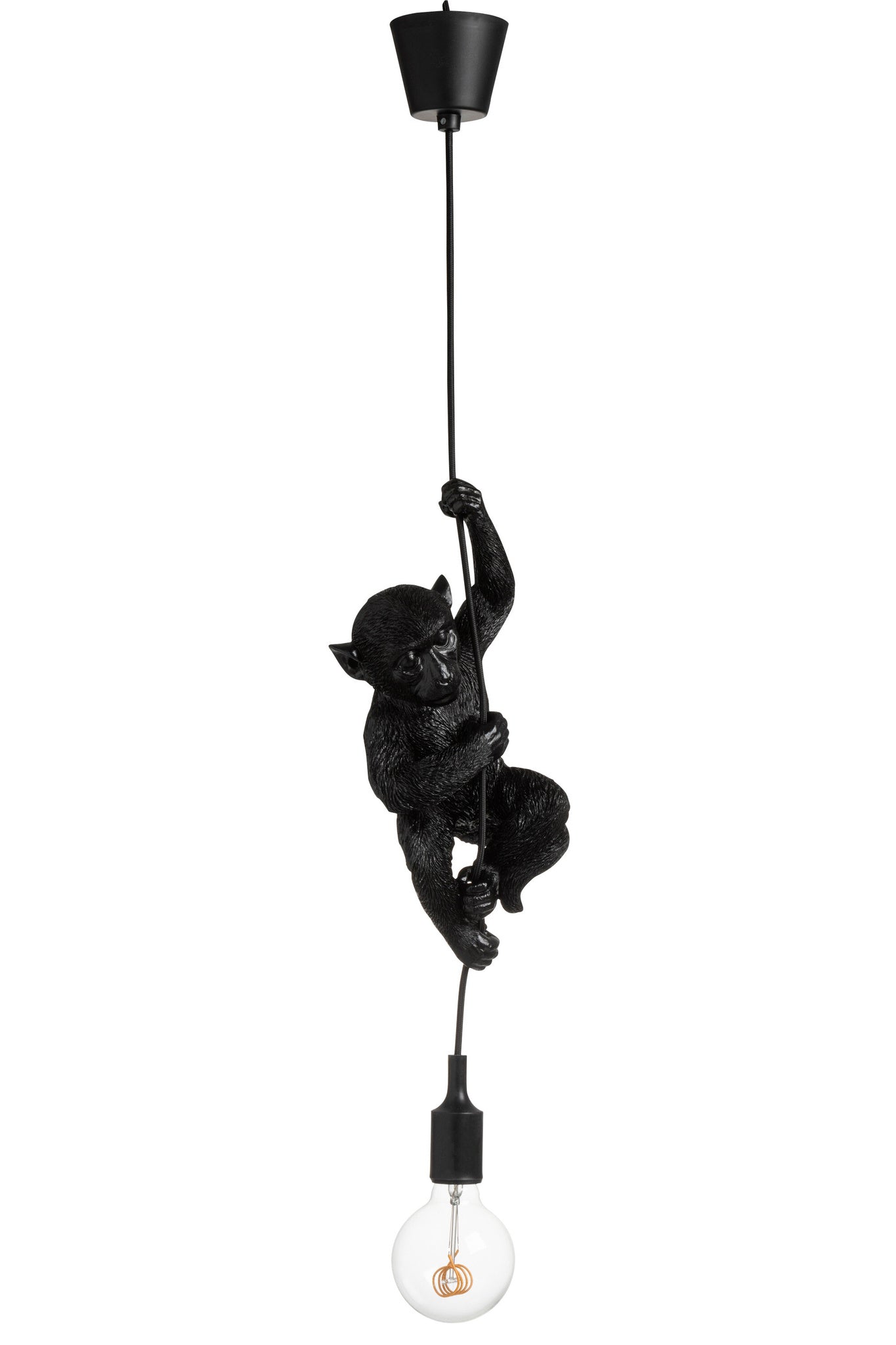 Hangende apenlamp van polyresin, zwart