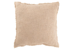 Kussen met rafelige randen Katoen/Polyester Beige