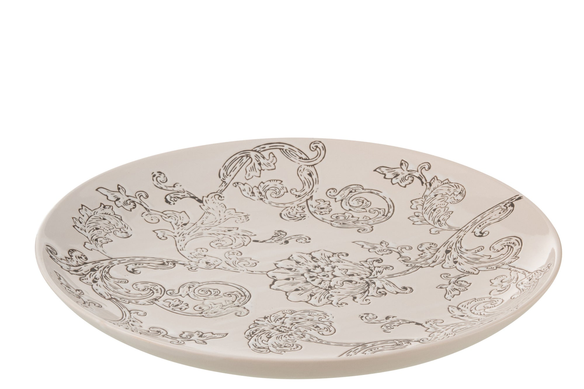 J-LINE PLAAT DECORATIEVE ZEN PORSELEIN WIT/ZWART