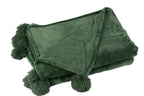 J-LINE PLAID POMPOM POLYESTER DONKERGROEN