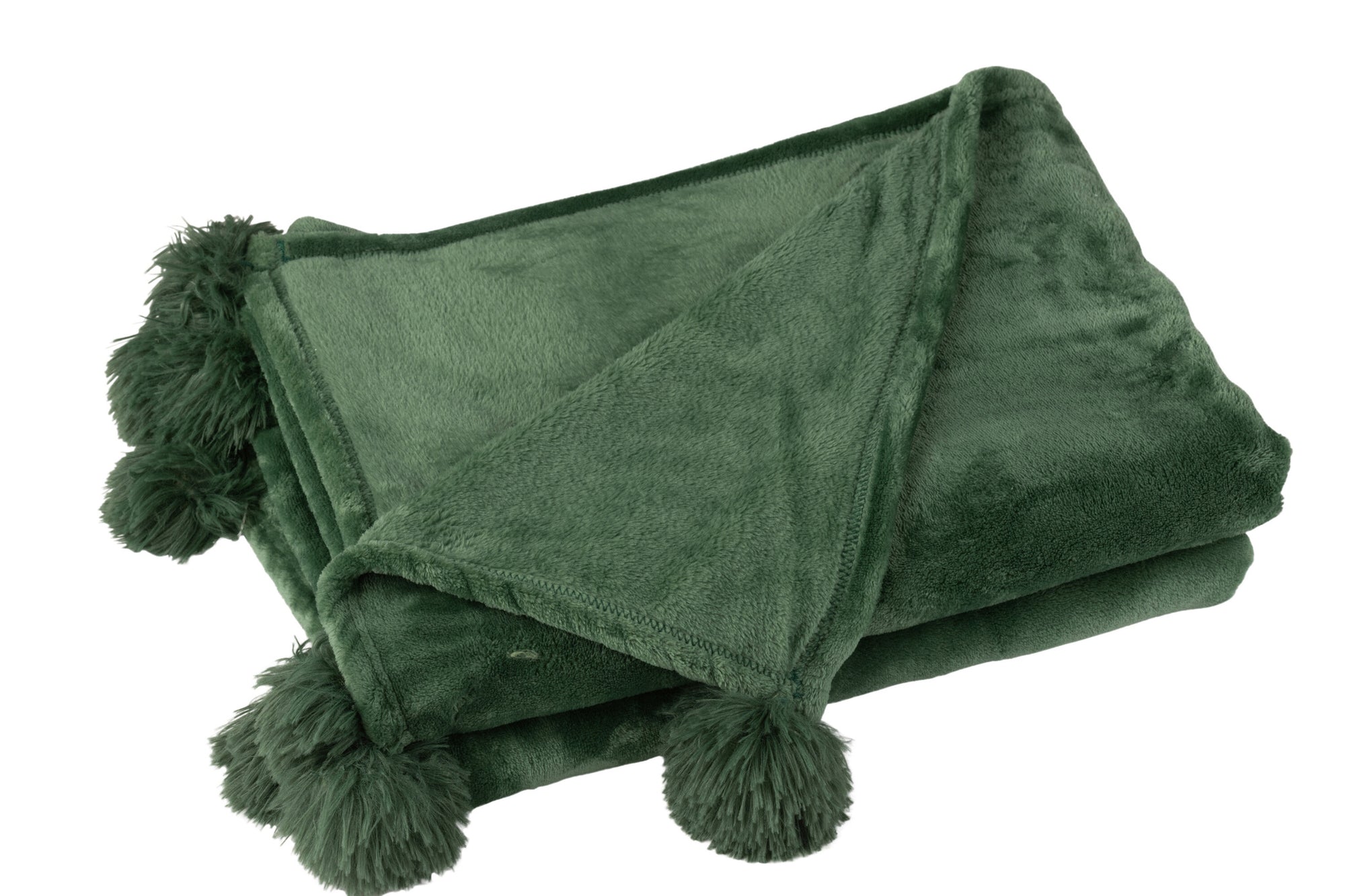 J-LINE PLAID POMPOM POLYESTER DONKERGROEN