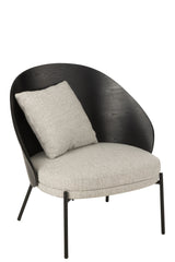 Loungefauteuil Lone Hout/Metaal Zwart/Grijs