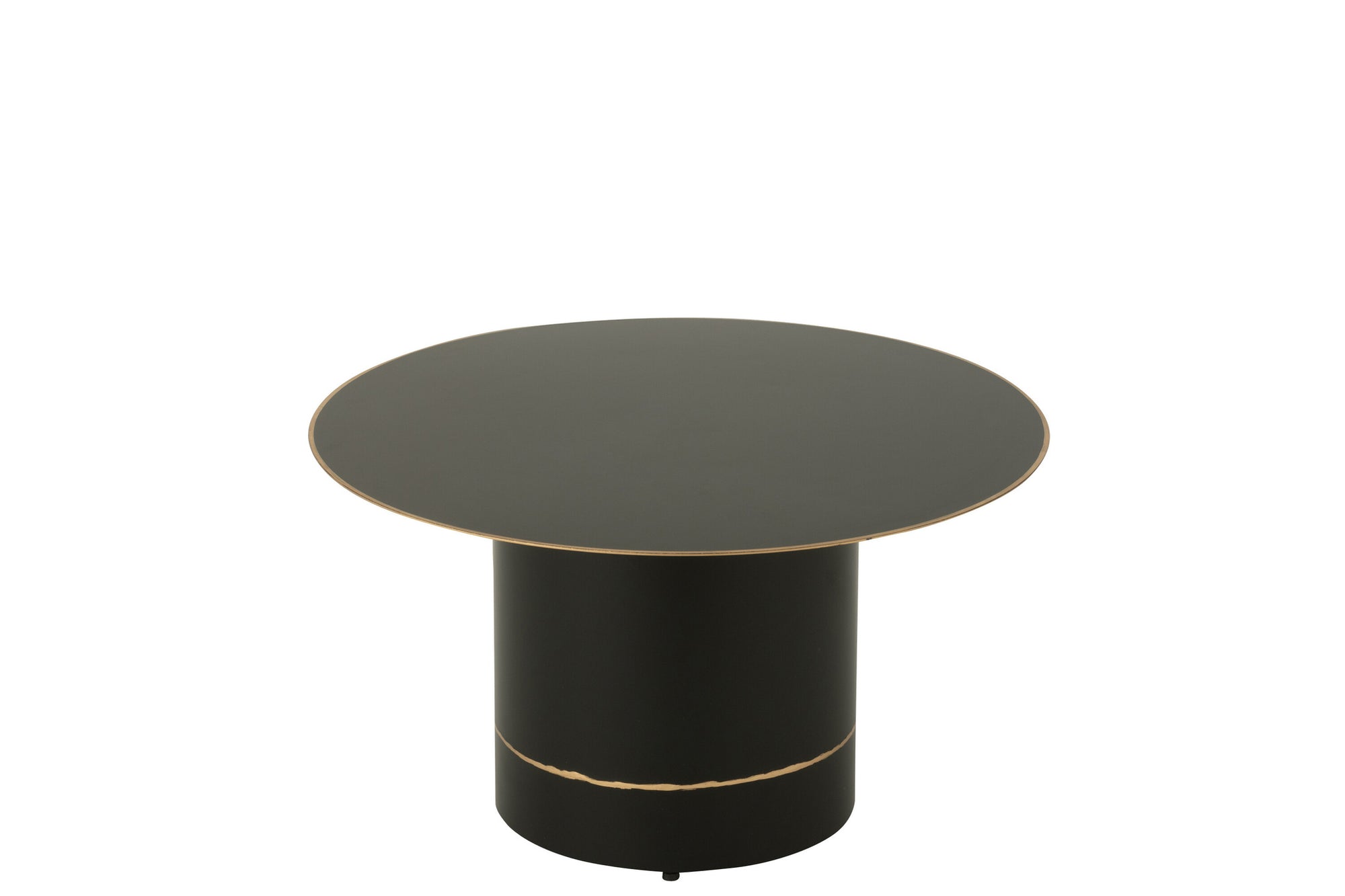 Salontafel Cyll-basis met gouden rand Ronde ijzeren zwarte/gouden kleur Klein
