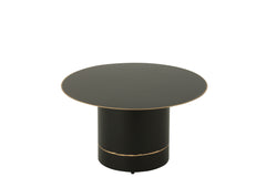 Salontafel Cyll-basis met gouden rand Ronde ijzeren zwarte/gouden kleur Klein