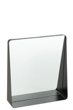 J-LINE WANDSPIEGEL VIERKANT METAAL/GLAS ZWART