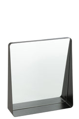 J-LINE WANDSPIEGEL VIERKANT METAAL/GLAS ZWART