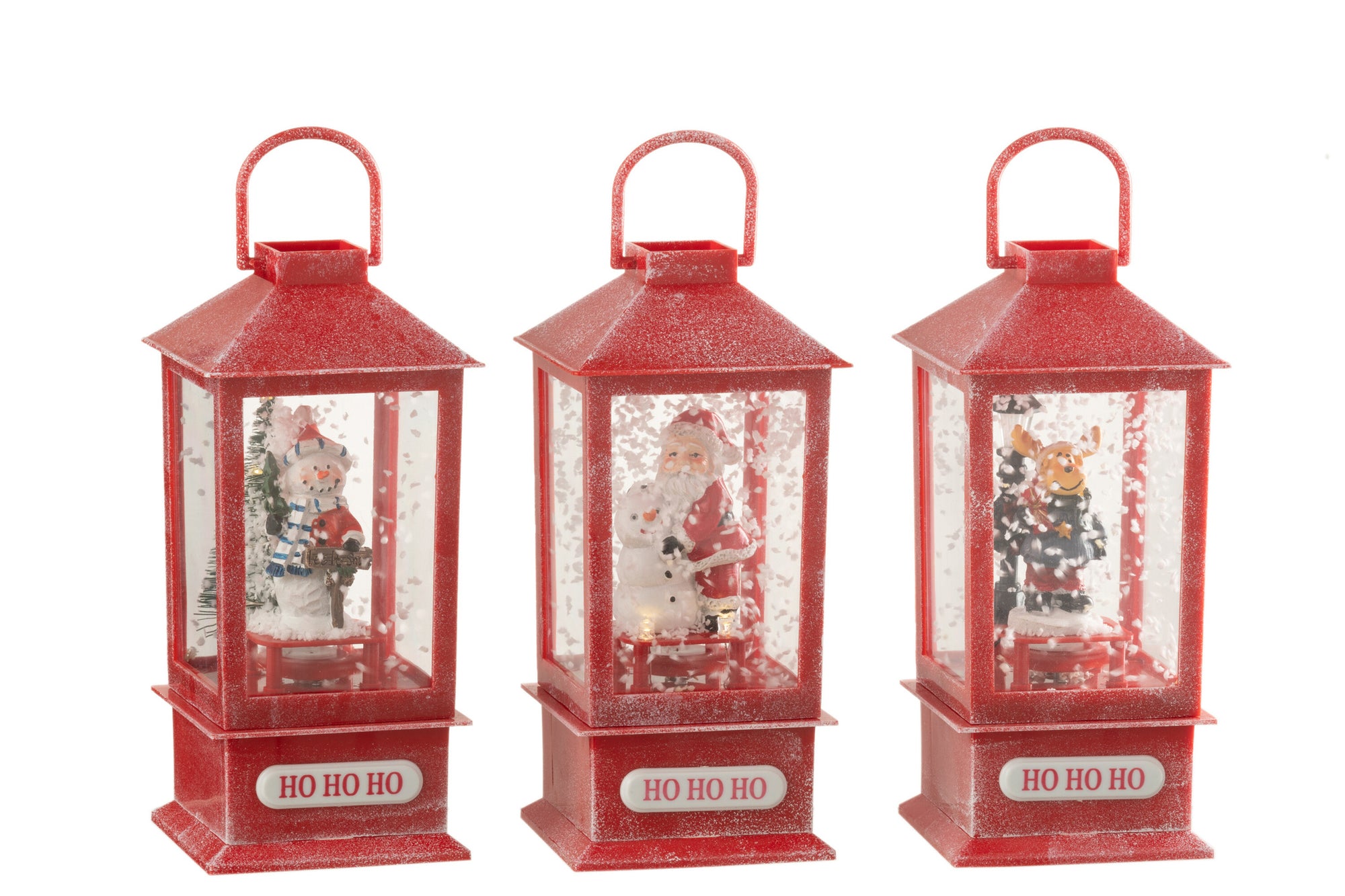 J-LINE SNEEUWBOL LANTAARN LED KERST HARS – ASSORTIMENT VAN 3