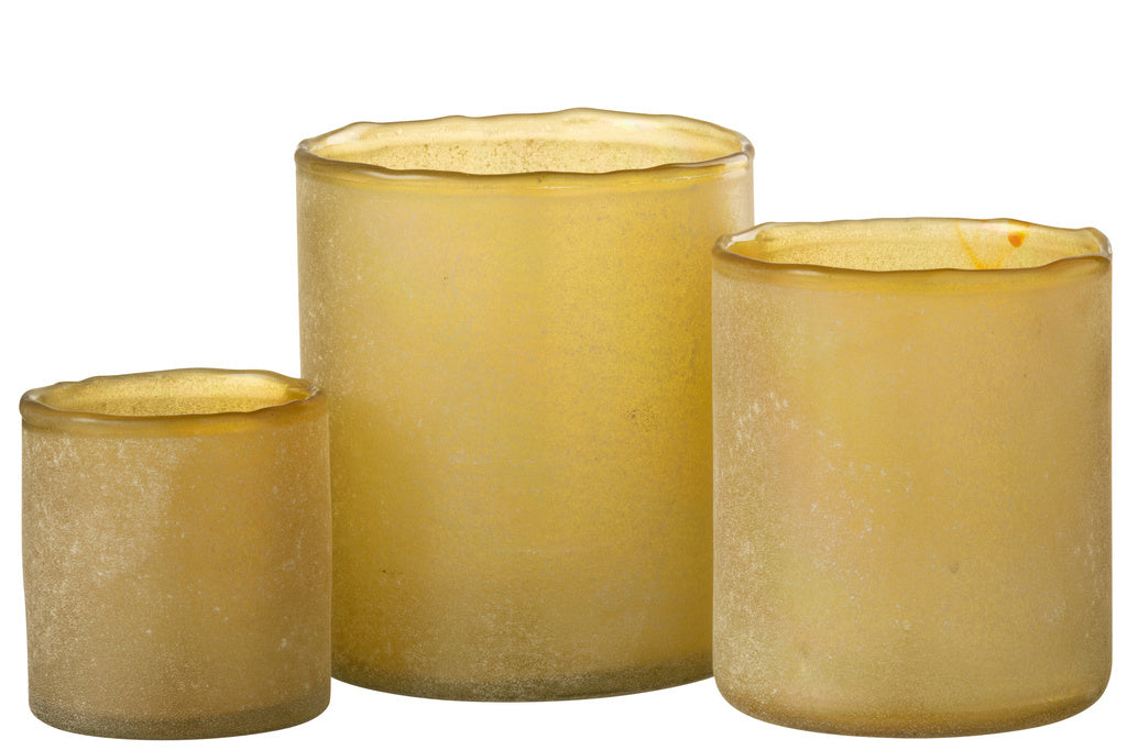 J-LINE SET VAN 3 TEALIGHT RUBY – GLAS GEEL