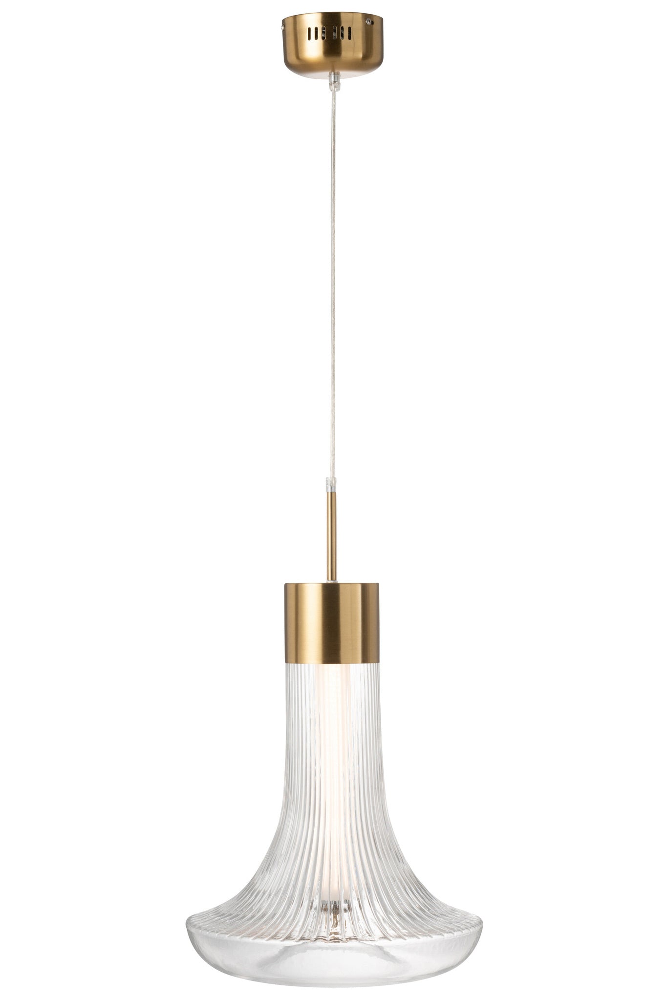 Hanglamp LED goud metaal/glas transparant