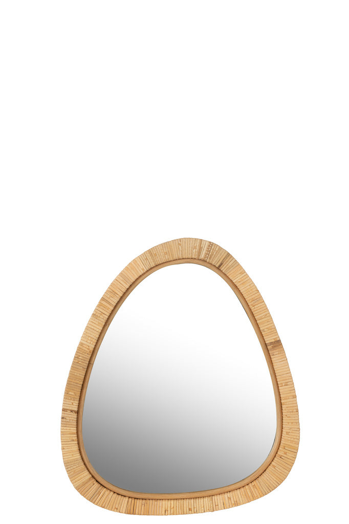 J-LINE SPIEGEL PAILLE ROTAN/GLAS NATUUR KLEIN