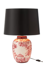 Lamp+Kap Moriko Porselein Zwart/Rood/Wit