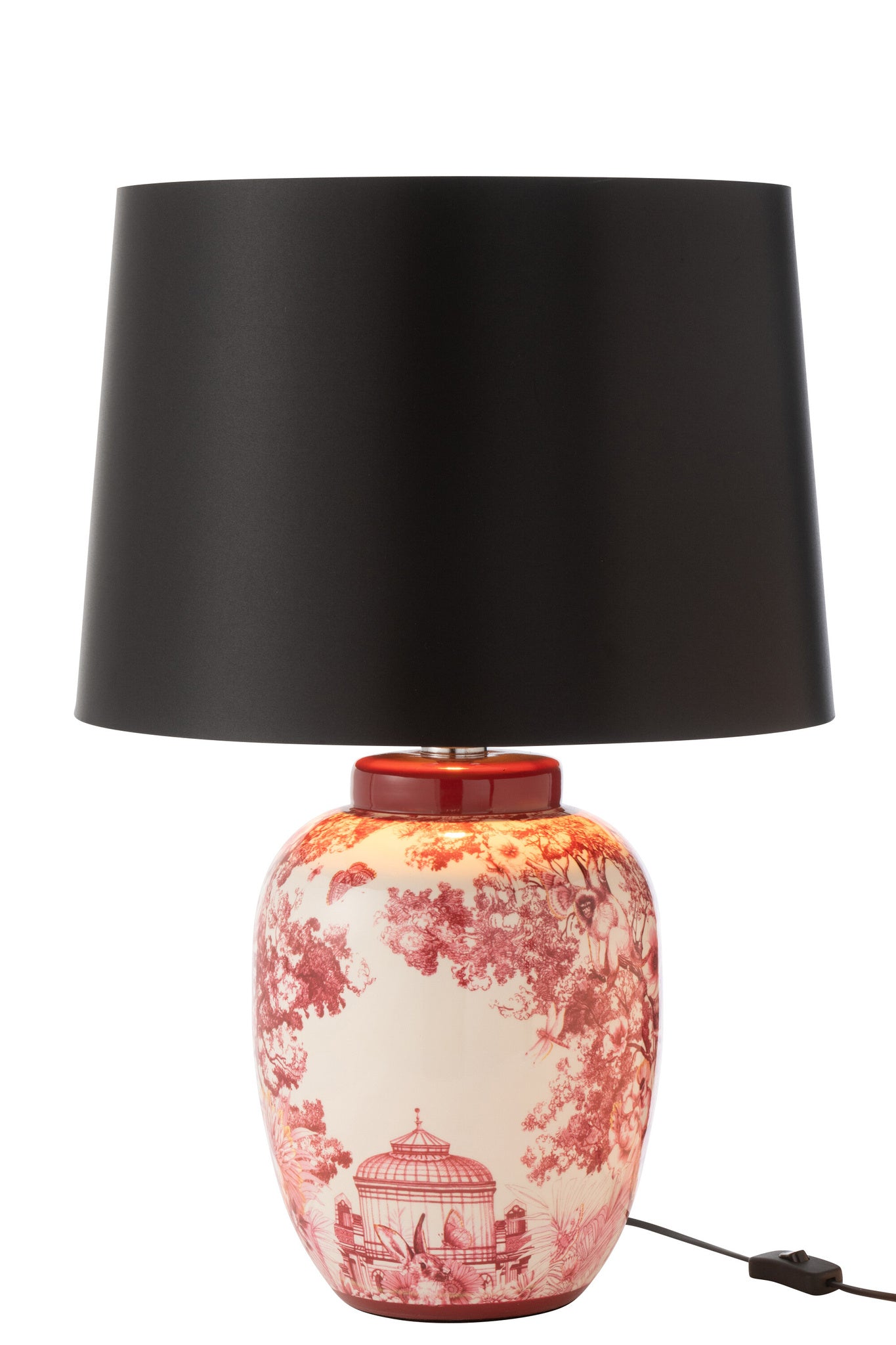 Lamp+Kap Moriko Porselein Zwart/Rood/Wit