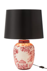 Lamp+Kap Moriko Porselein Zwart/Rood/Wit