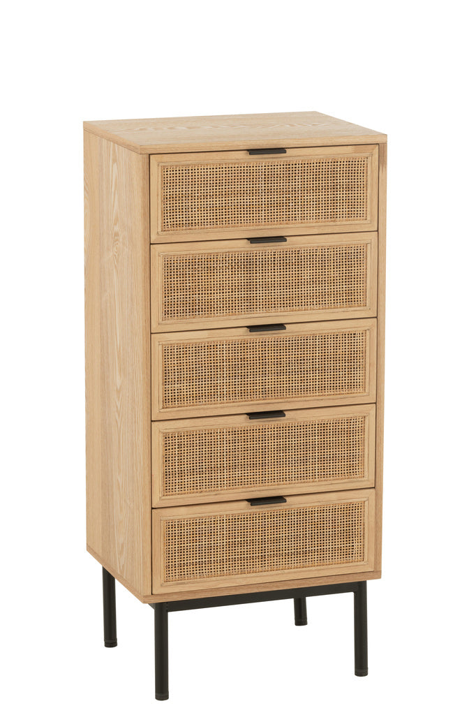 J-LINE KAST 5 LADEN MDF/METAAL NATUUR/ZWART