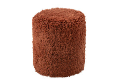 J-LINE POEF CYLINDER SHAGGY POLYESTER BAKSTEENROOD