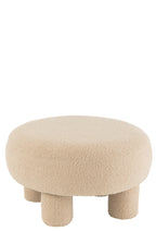 Ronde kruk teddy-poten bouclé warm beige