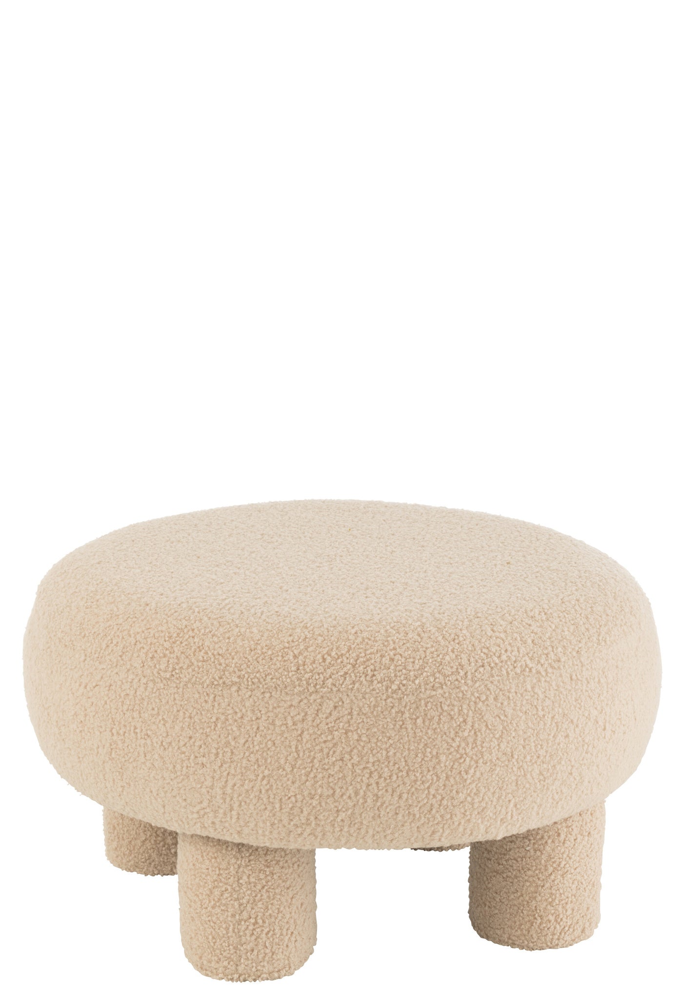 Ronde kruk teddy-poten bouclé warm beige