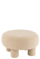 Ronde kruk teddy-poten bouclé warm beige