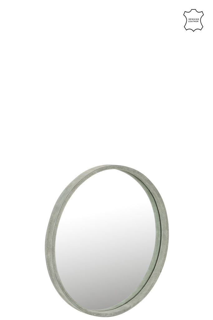 J-LINE RONDE SPIEGEL LEDER GROEN SMALL