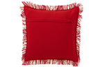 J-LINE KUSSEN GERUIT KATOEN KERST ROOD/WIT