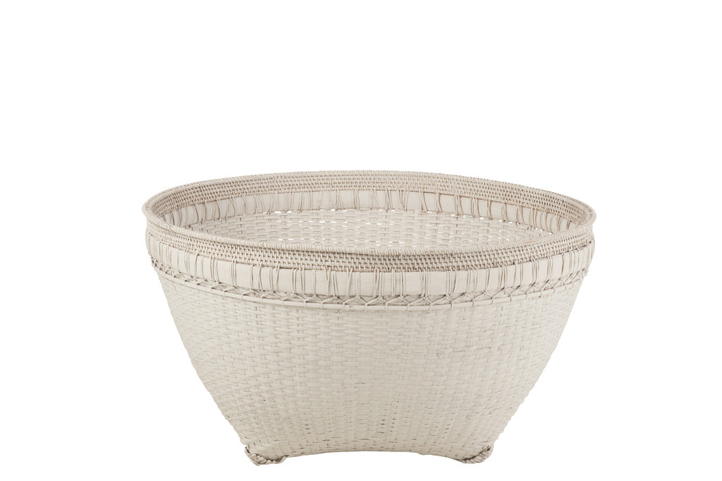 J-LINE MAND EXTRA LARGE ROND ROTAN WIT