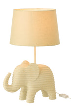 Gestreepte tafellamp van polyresin, beige