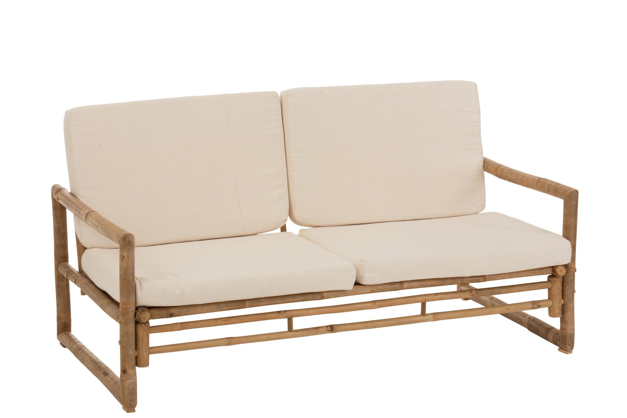 2-zitsbank bamboe+textiel naturel/wit