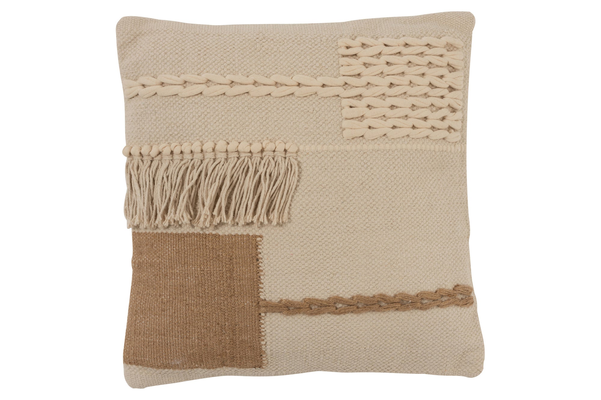 Kussen Franjes Vierkant Katoen Beige